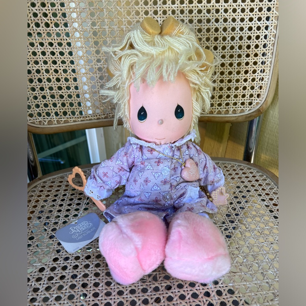 Vintage 1984 Precious Moments Sylvie Doll with Curlers and Slippers